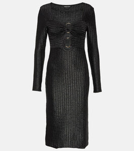 Tom Ford Metallic cotton and wool midi dress