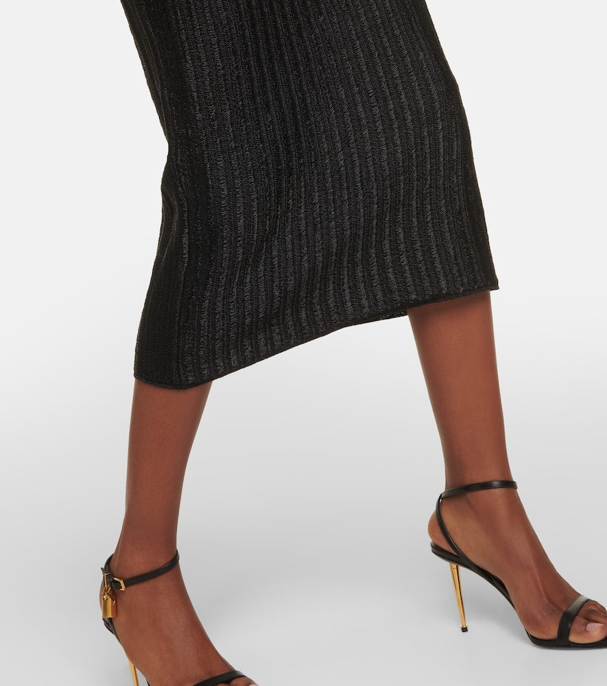 Tom Ford Metallic cotton and wool midi dress