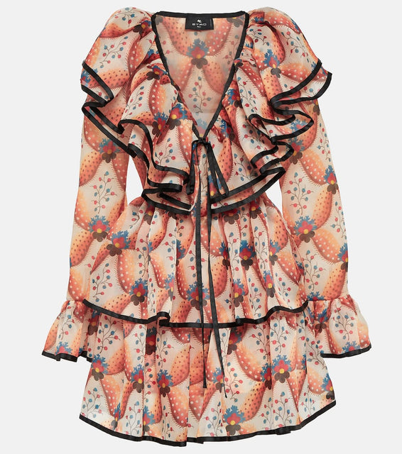 Etro Printed ruffled minidress