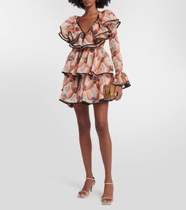 Etro Printed ruffled minidress