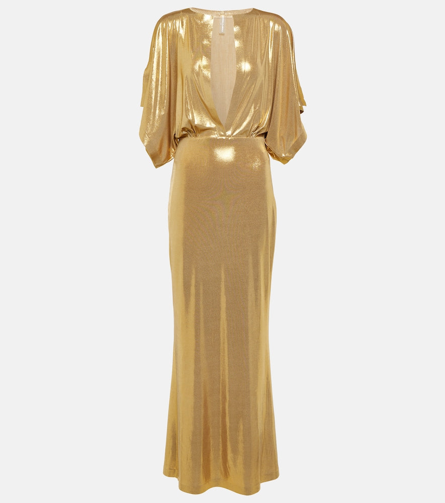 Norma Kamali Obie metallic jersey maxi dress. Norma Kamali Obie 金属感平纹针织超长连衣裙