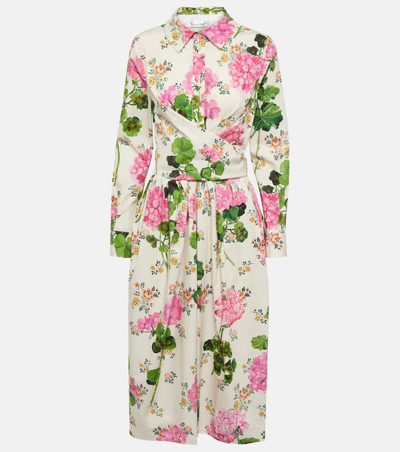 Oscar de la Renta Floral cotton midi shirt dress