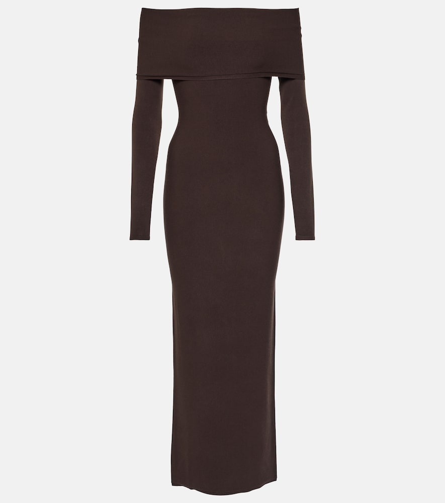Alaia Off-shoulder jersey midi dress. Alaia 露肩针织中长连衣裙