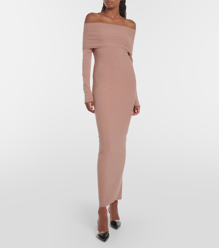 Alaia Off-shoulder jersey midi dress