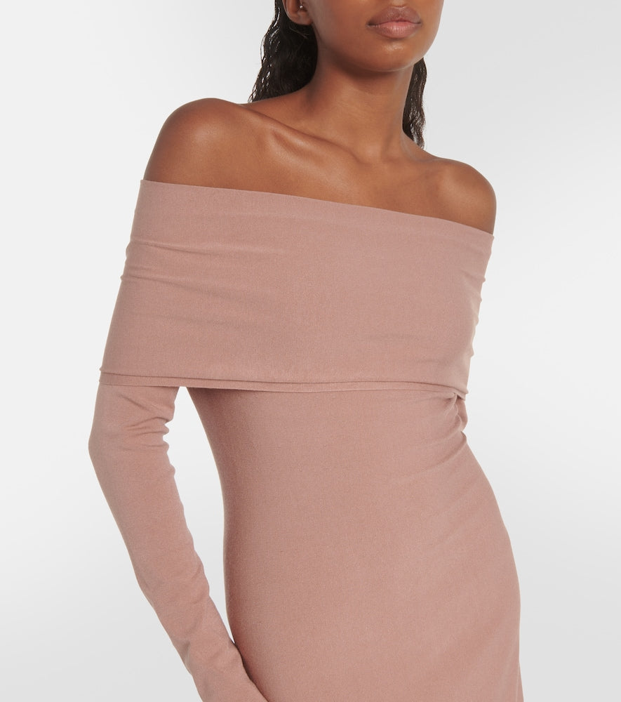 Alaia Off-shoulder jersey midi dress