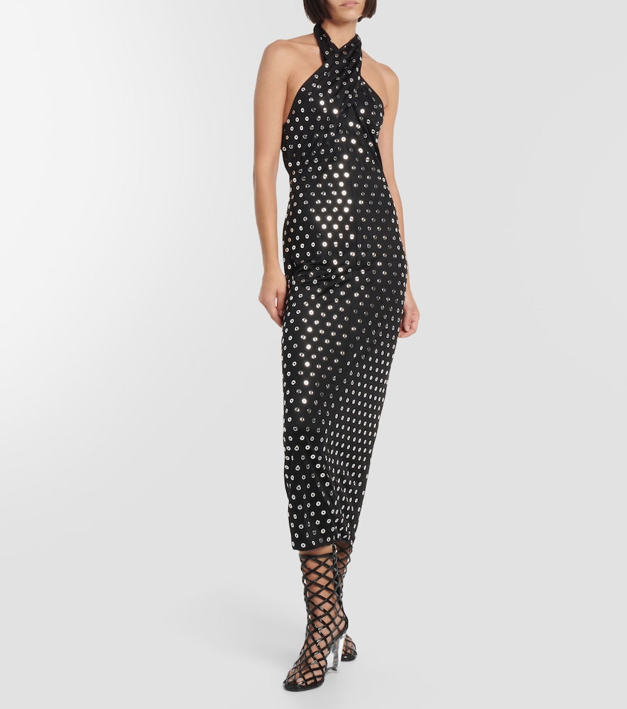 Alaia Embellished halterneck midi dress