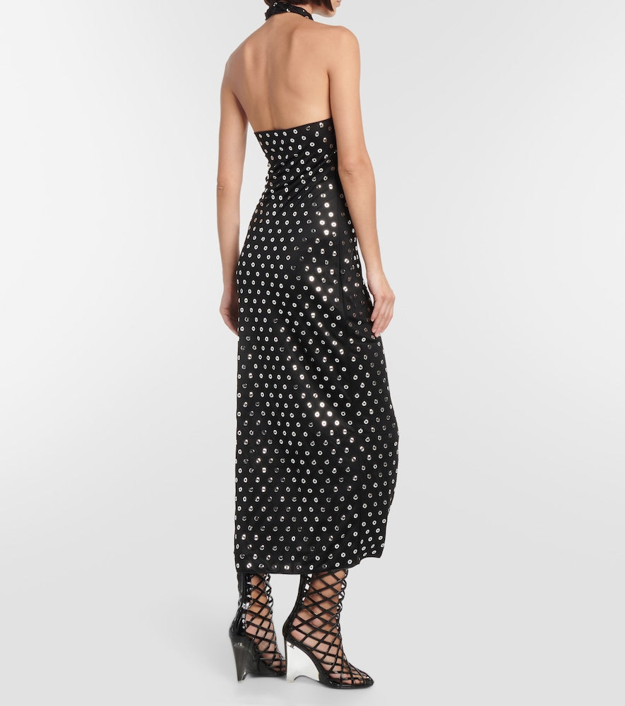 Alaia Embellished halterneck midi dress