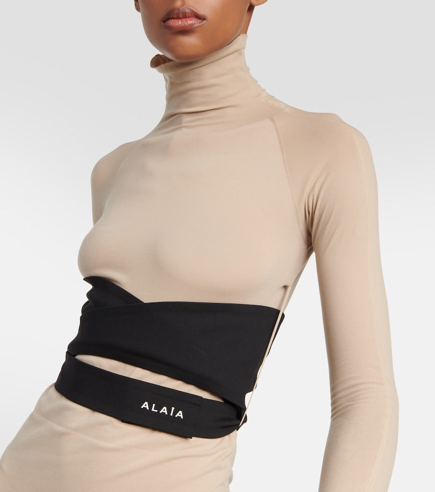 Alaia Turtleneck jersey maxi dress