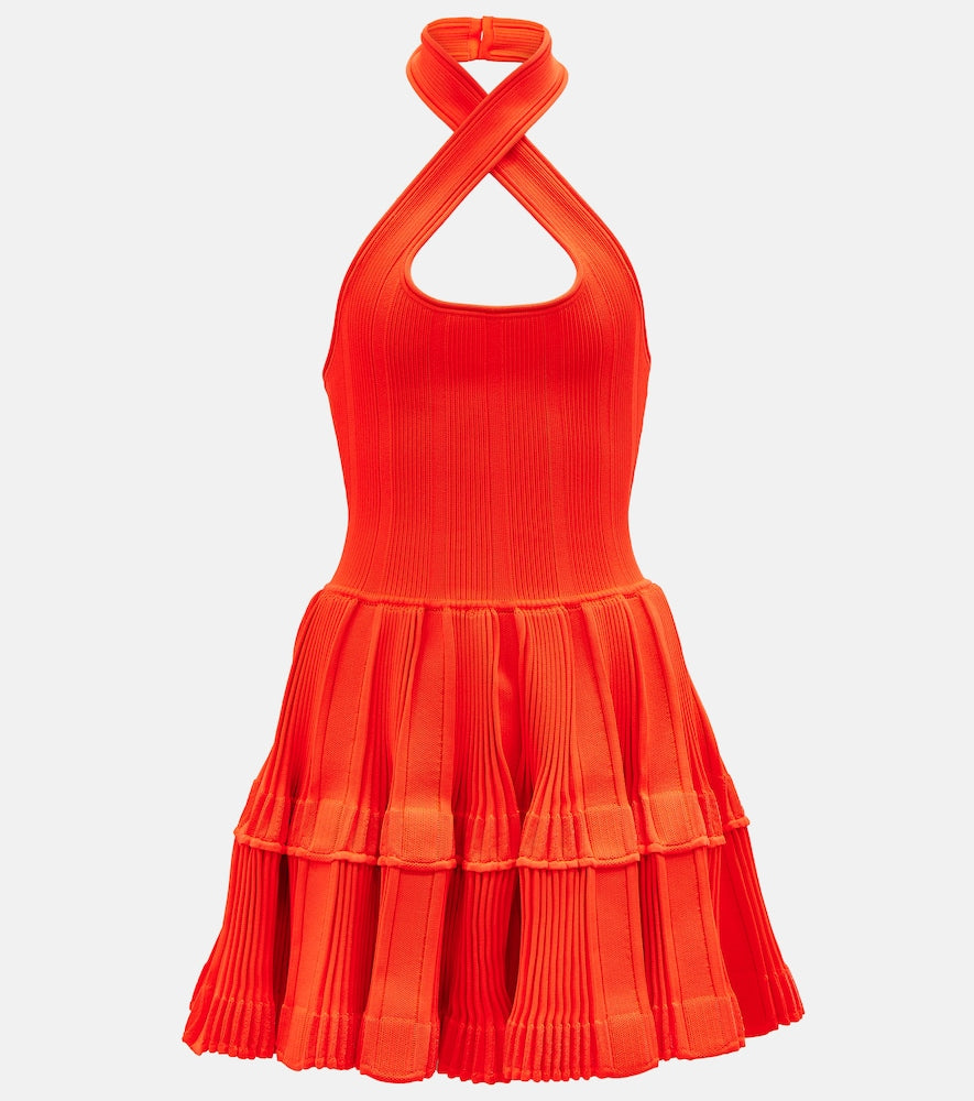Alaia Ribbed-knit halterneck minidress. Alaia 罗纹针织露背迷你连衣裙