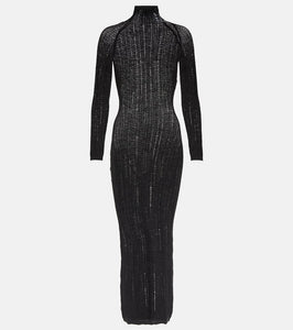 Alaia Distressed wool-blend midi dress