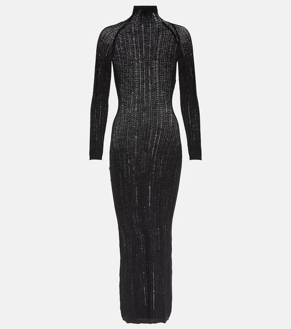 Alaia Distressed wool-blend midi dress