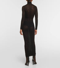 Alaia Distressed wool-blend midi dress
