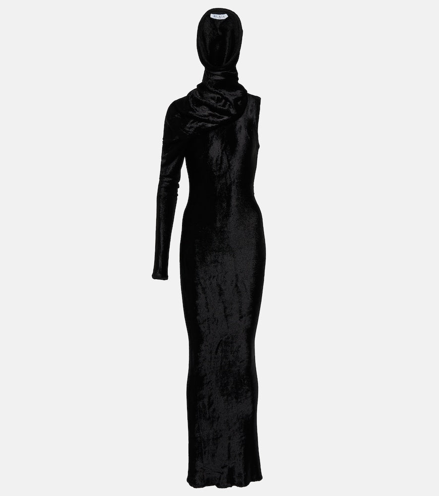 Alaia Hooded asymmetric gown. Alaia 连帽不对称礼服