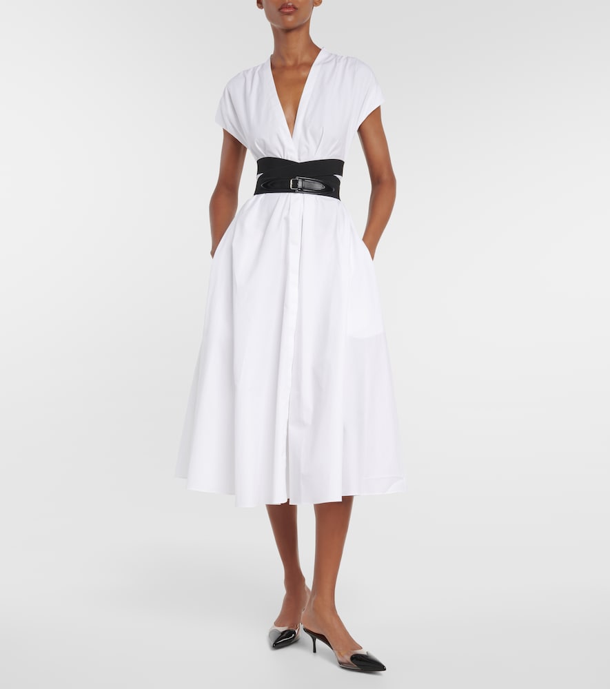 Alaia Belted cotton poplin midi dress