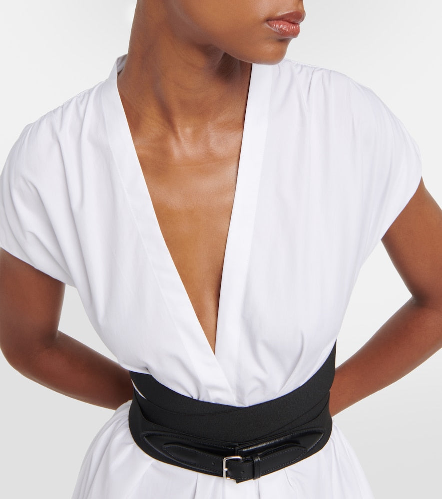 Alaia Belted cotton poplin midi dress