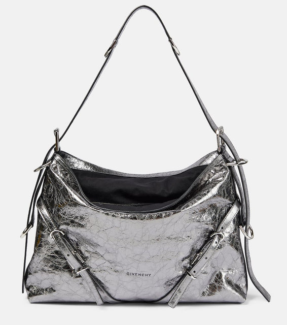 Givenchy Voyou Medium metallic leather shoulder bag. Shop Givenchy Shoulder Bags for women now.