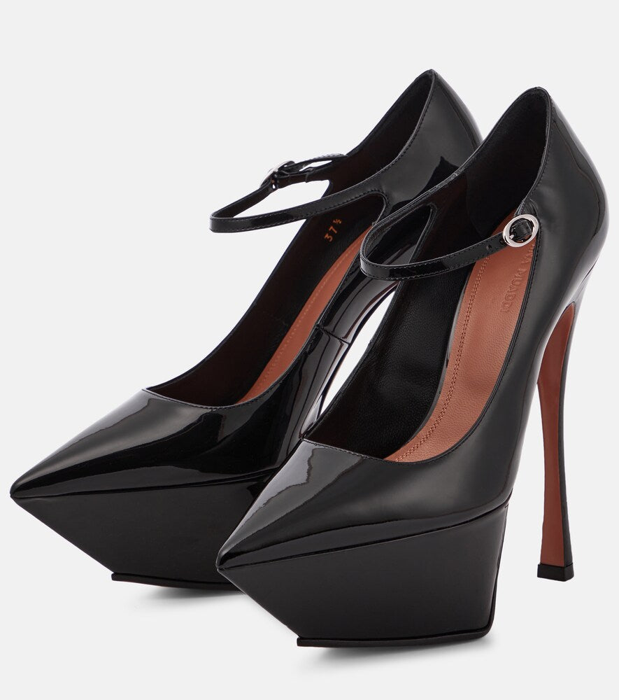 Amina Muaddi Yigit patent leather platform pumps