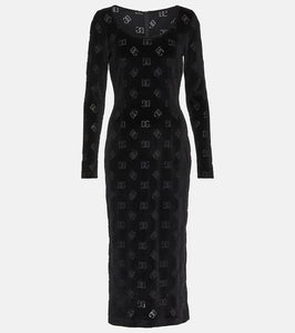 Dolce&Gabbana Logo velvet midi dress