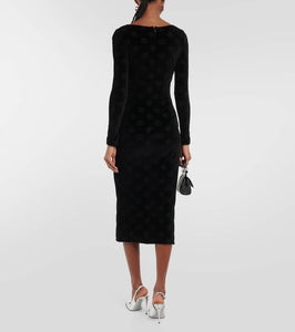 Dolce&Gabbana Logo velvet midi dress