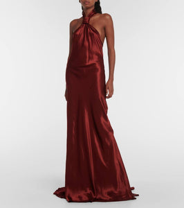 Ann Demeulemeester Halterneck satin gown