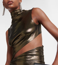 Blumarine Cutout ruched metallic gown
