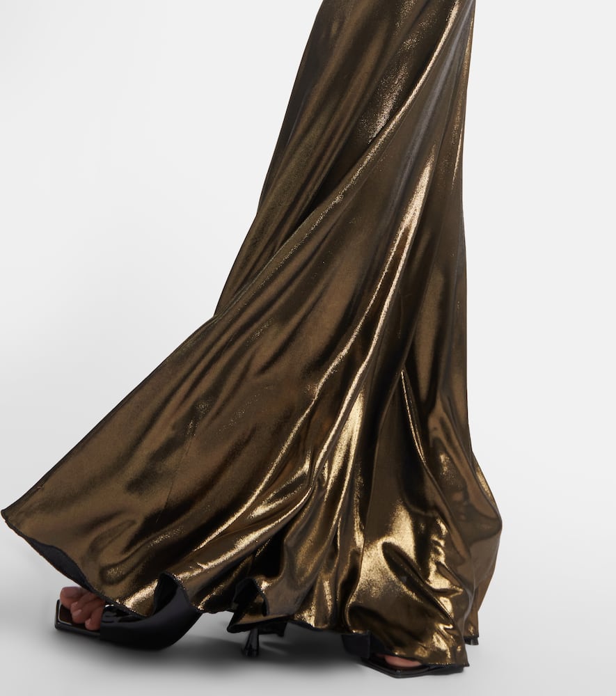 Blumarine Cutout ruched metallic gown