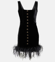Alessandra Rich Feather-trimmed velvet minidress