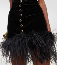 Alessandra Rich Feather-trimmed velvet minidress