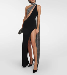 David Koma Crystal-embellished scarf gown