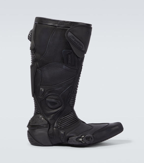 Balenciaga Biker embossed leather knee-high boots