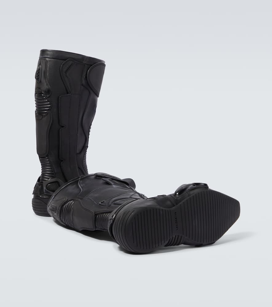 Balenciaga Biker embossed leather knee-high boots