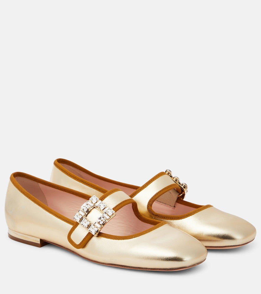 Roger Vivier Tres Vivier metallic leather ballet flats (Gold) - Ballerina Flats