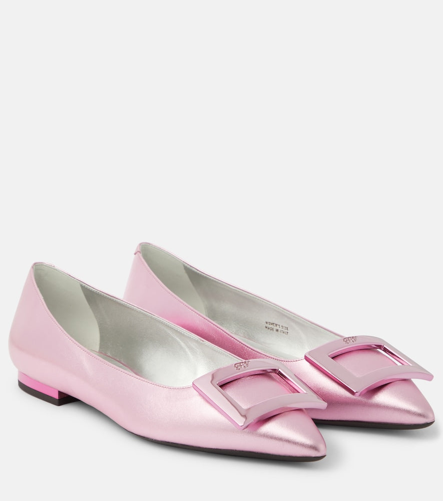 Roger Vivier Gommettine metallic leather ballet flats (Pink) - Ballerina Flats