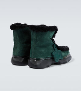 Burberry Shearling-trimmed suede ankle boots