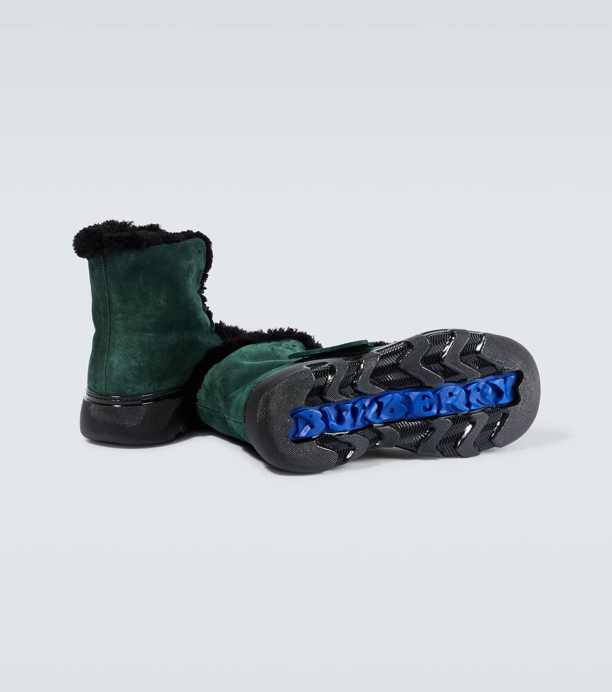 Burberry Shearling-trimmed suede ankle boots