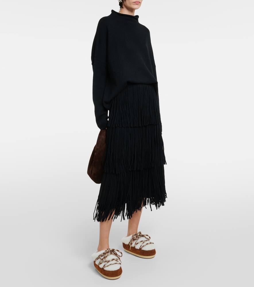 Moon Boot Suede-trimmed shearling mules