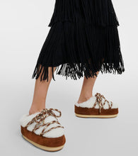 Moon Boot Suede-trimmed shearling mules