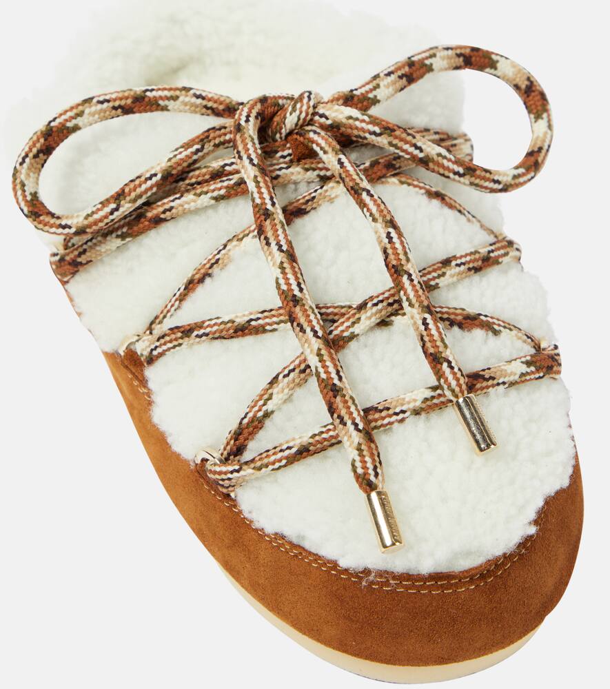 Moon Boot Suede-trimmed shearling mules