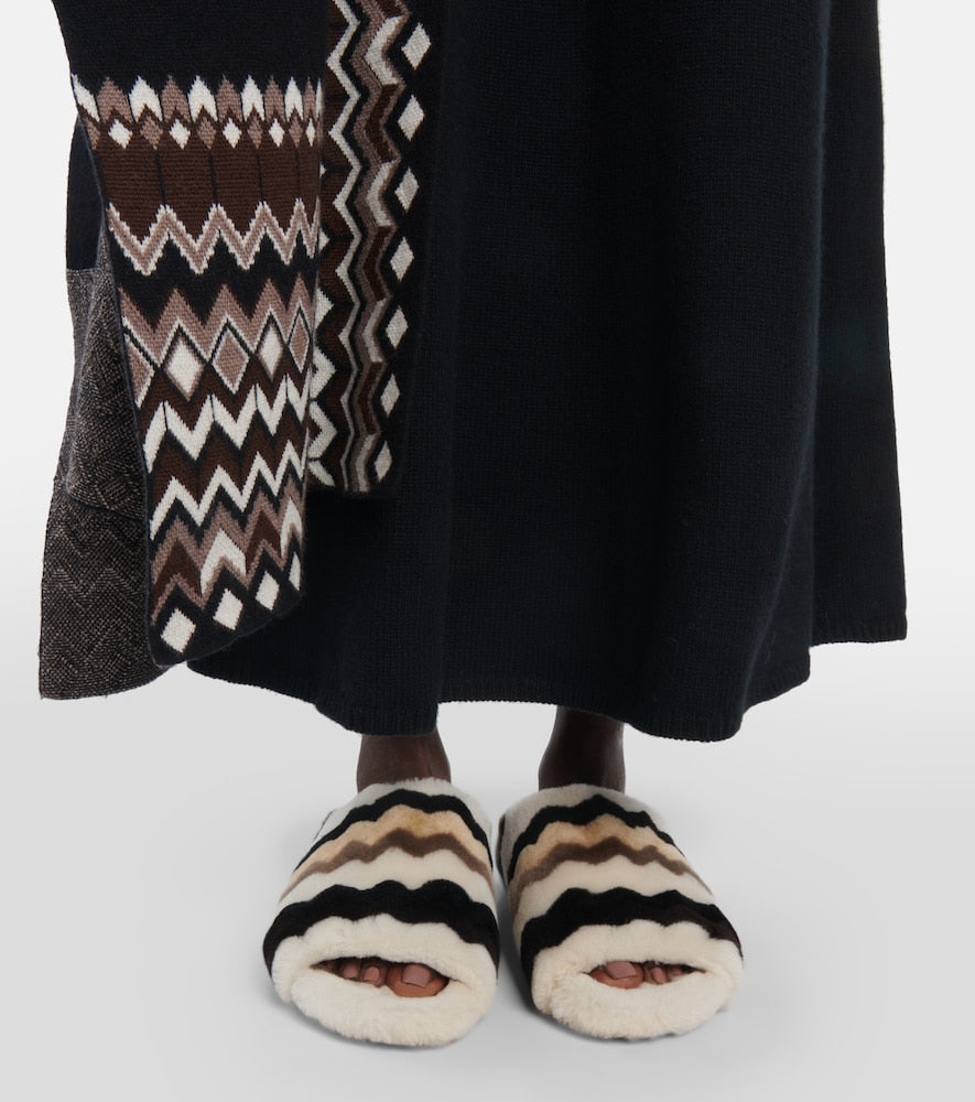 Chloe Saam chevron shearling slides