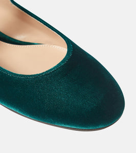 Gianvito Rossi Mary Ribbon velvet ballet flats