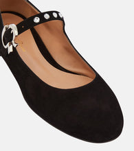 Gianvito Rossi Crystal Mary Ribbon suede ballet flats