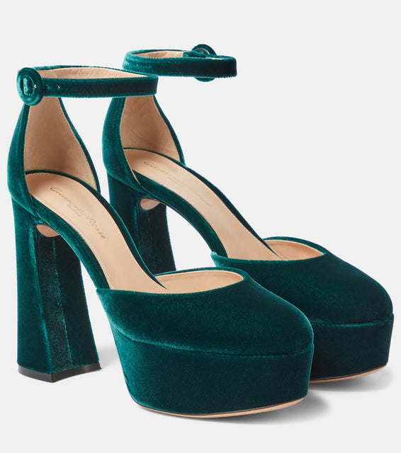 Gianvito Rossi Holly D'Orsay velvet platform pumps