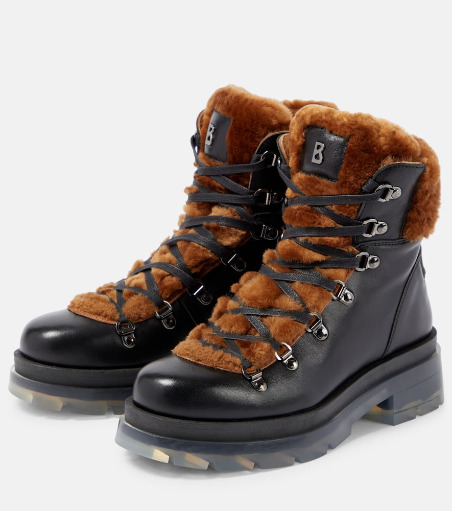 Bogner Swansea shearling-trimmed leather ankle boots
