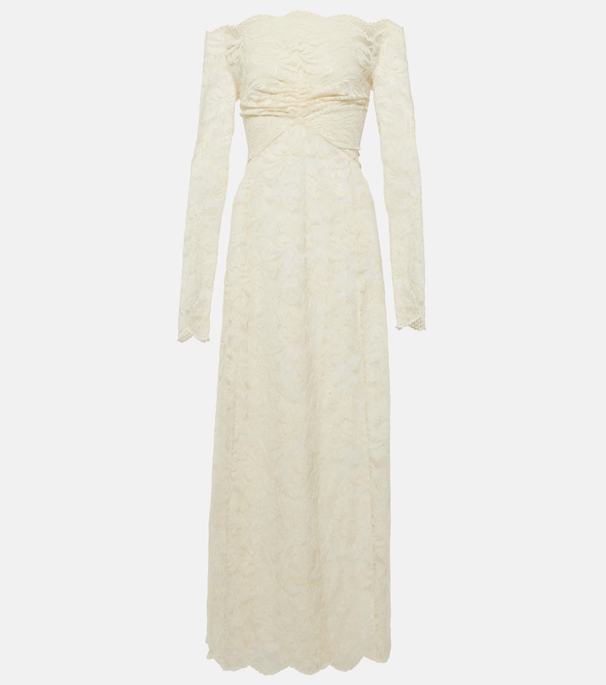 Rabanne Off-shoulder lace maxi dress. Rabanne 露肩蕾丝长裙