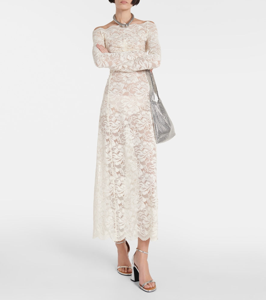 Rabanne Off-shoulder lace maxi dress