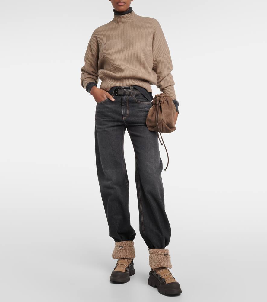 Brunello Cucinelli Shearling-lined suede ankle boots