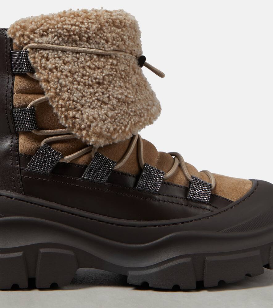 Brunello Cucinelli Shearling-lined suede ankle boots