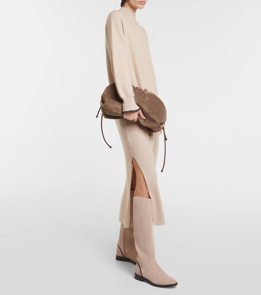 Brunello Cucinelli Embellished suede knee-high boots