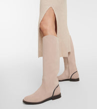 Brunello Cucinelli Embellished suede knee-high boots