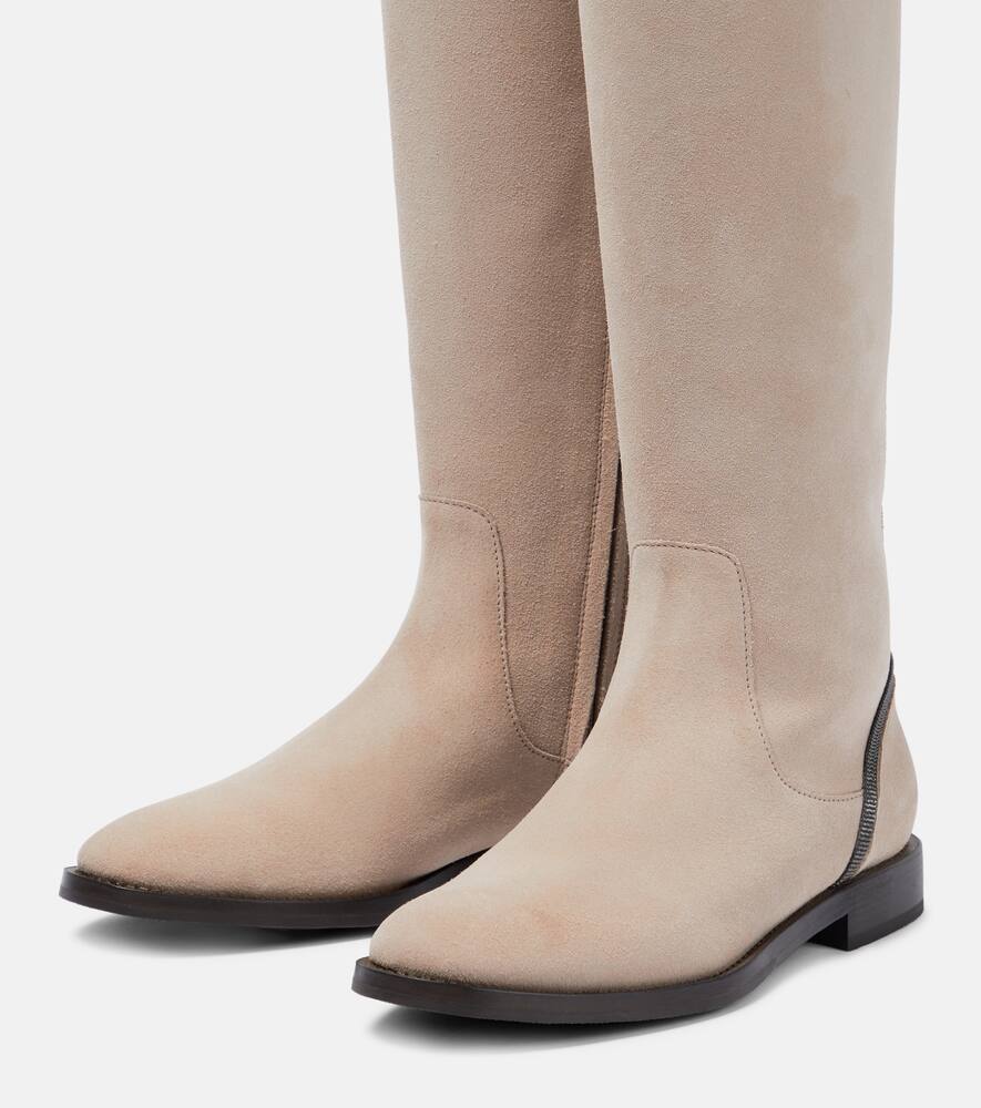 Brunello Cucinelli Embellished suede knee-high boots
